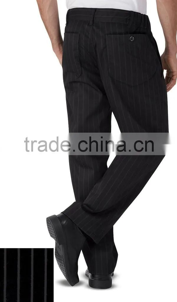Black 100% Cotton Straight Leg Stripe Executive Chef Pants Uniform