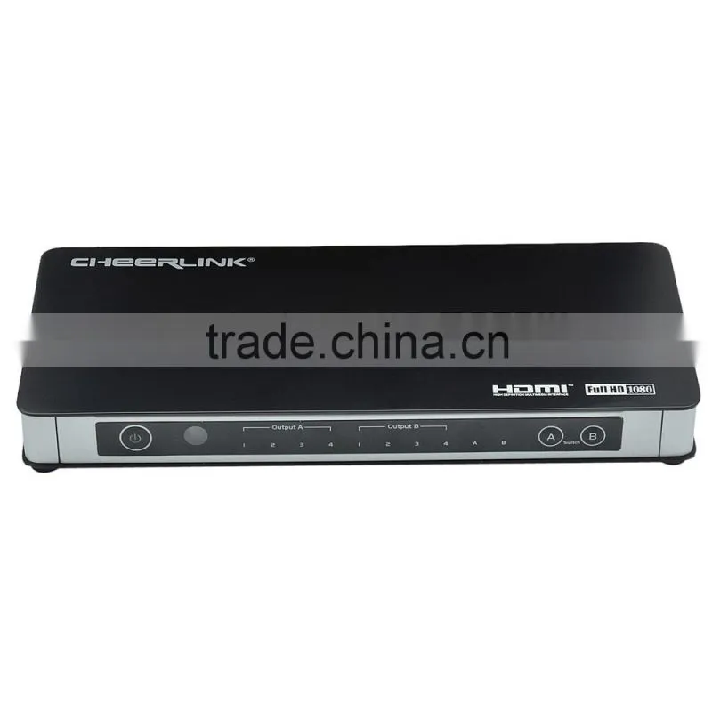 CHEERLNIK HDMI True Matrix 4-in 2-out Full 1080p Supported 3D V1.3 HDMI Matrix 4*2 w/ Remote Control - Black