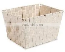 Plastic Woven Storage Tote with Straps