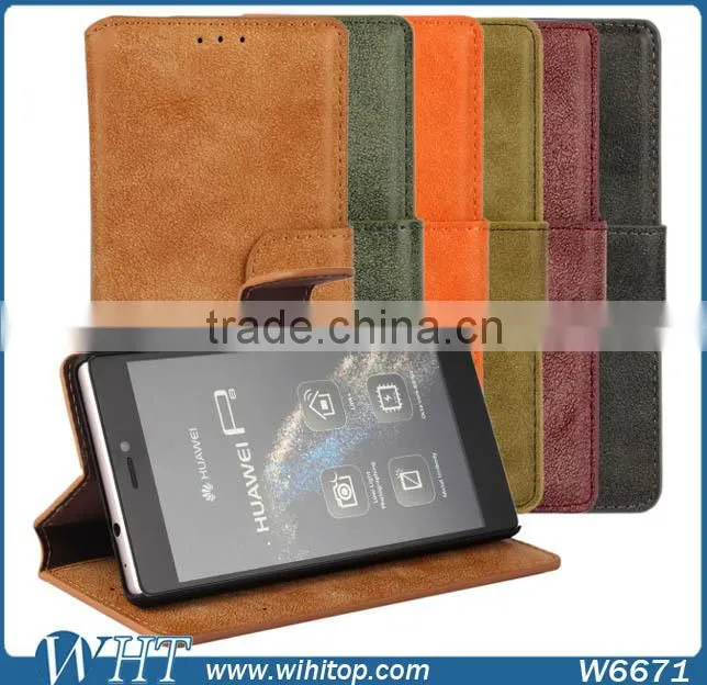 2015 Matte Retro Leather Case for Huawei P8 with Business Card Slot
