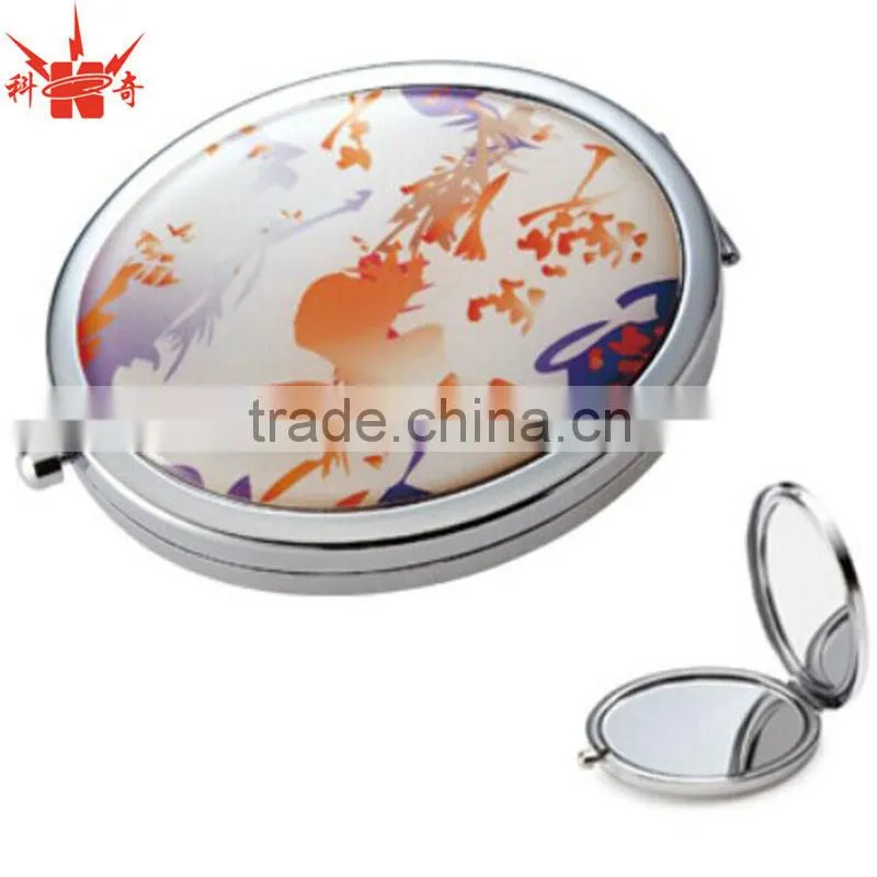 Luxury Oval Silver Pocket Mirror With Push Button Clasp Mirror