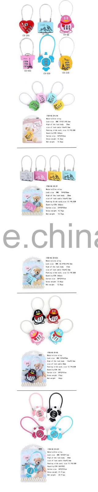 Fashion designs high quallity bottle shaped cable padlocks