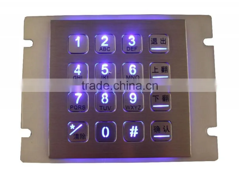 Waterproof rear panel mounted backlit keypad
