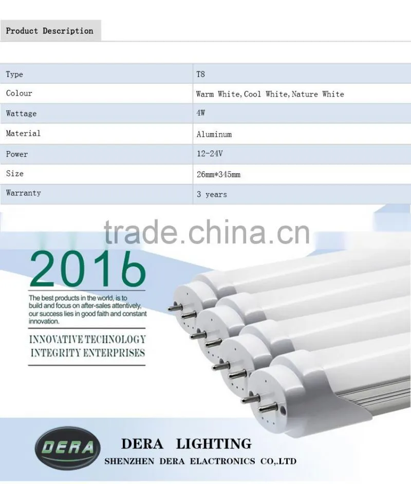 led tube light factory T8 led lamp new technology G13 1ft 4w DC12-24v