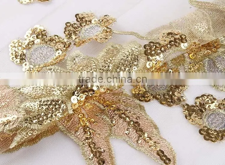 Wholesale fabric embroidered satin fabric, stone embroidery sequins fabric, organza embroidery lace fabric