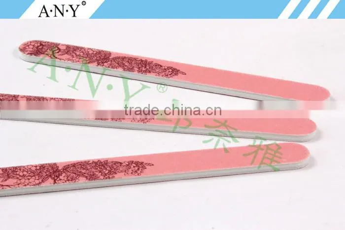 Nail Shape and Polishing Leaves Printing Pink Sandpaper Nail File Customized
