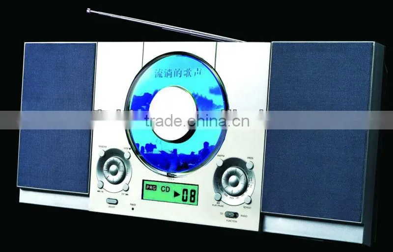 Hi-Fi digital display frequency CD Player with AM FM Radio with USB Slot and remote control mounted on wall