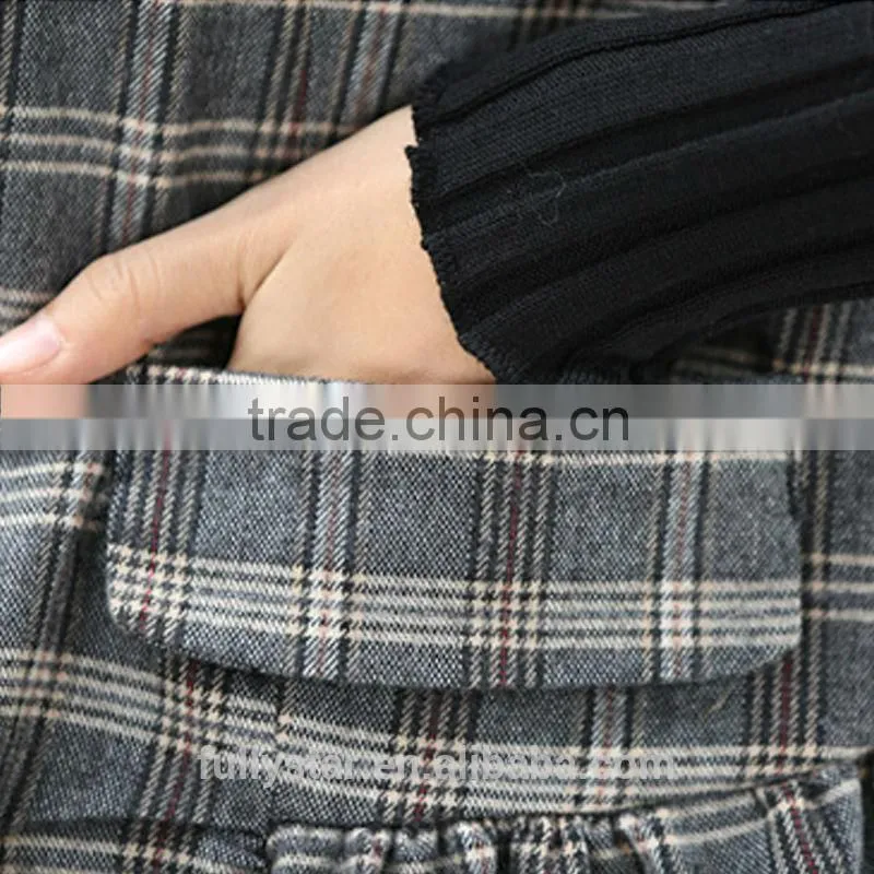 new knit stitching loose falbala grid women mature coat