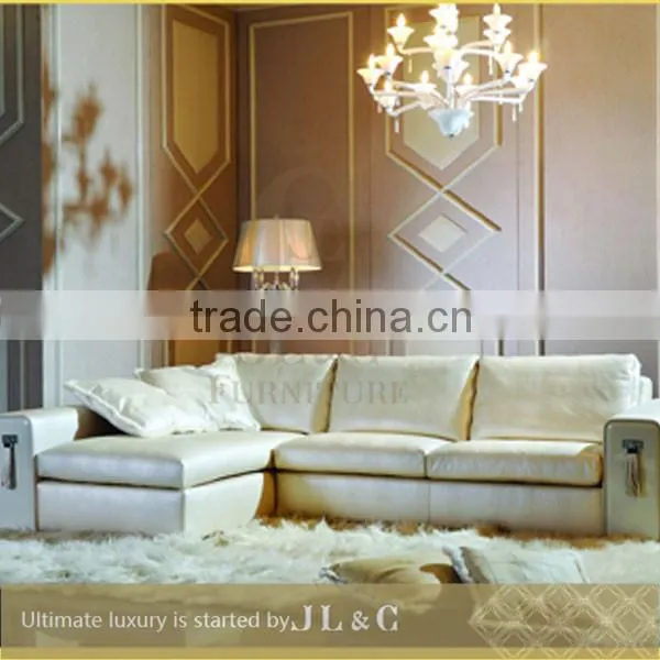JS17-31+32 The best selling Tassels white leather sofa, 3 seats LOUNGE with oxhide leather from china supplier-JL&C Furniture