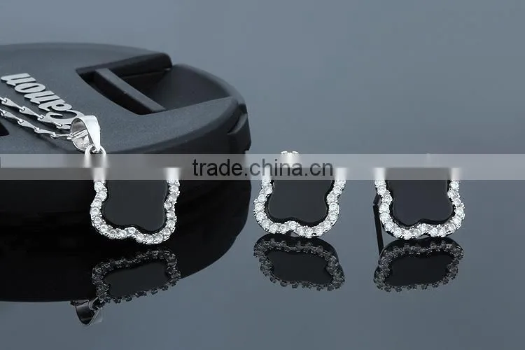 Black 925 sterling silver jewelry set, 2015 latest jewellery