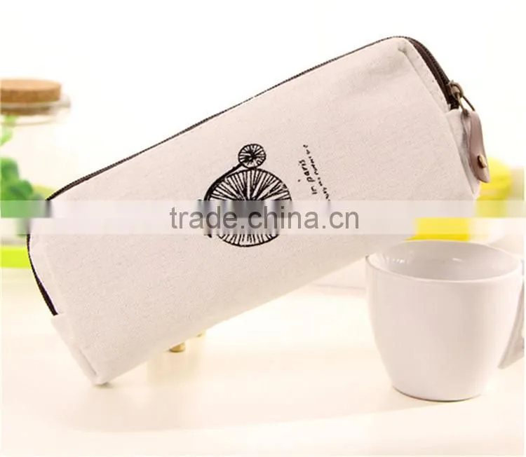 Fashion Retro Canvas Pencil Pen Case Cosmetic Makeup Coin Pouch