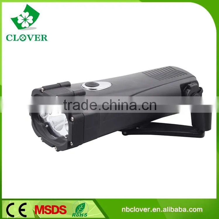 Outdoor 3 led plastic emergency dynamo hand rechargeable flashlight with phone charge