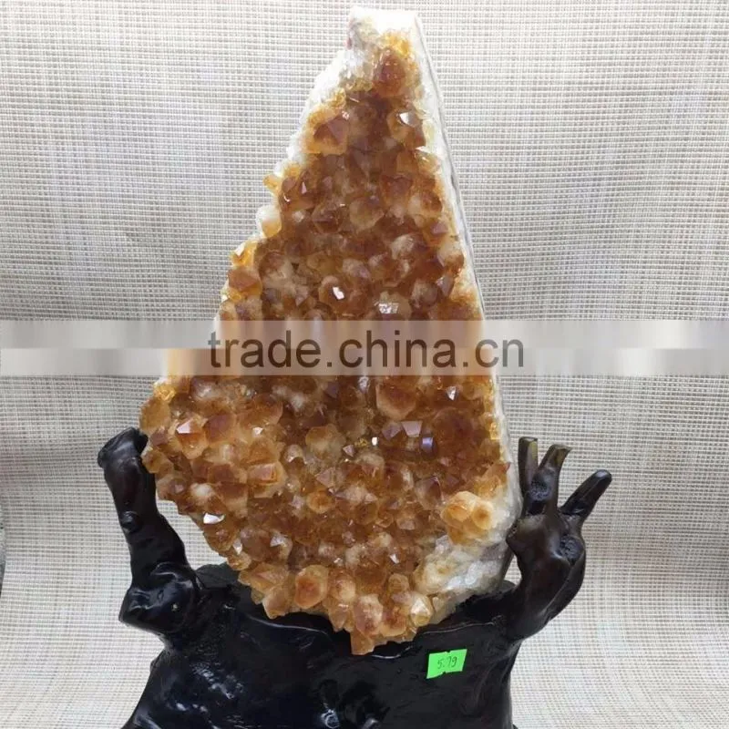 Natural Rock Brazil Topaz Crystal Citrine Cluster Decor Home