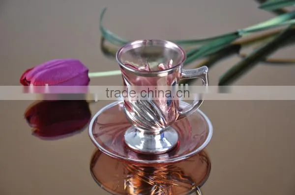 Glass tea cup saucer set