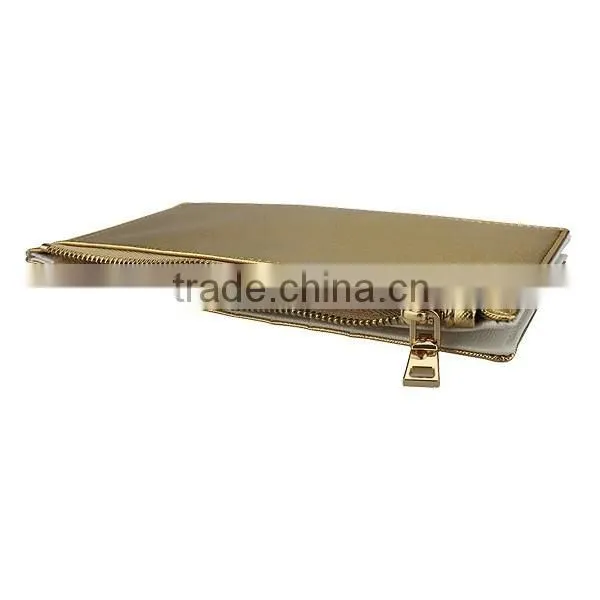 Zipper closure foldable soft pouch bag gold wallet case shenzhen factory wallet leather case