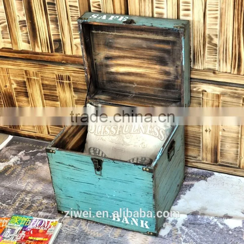 Vintage Wooden Storage Trunk Box