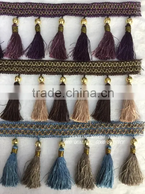 wholesale tassel fringes with two different colors for Home Textile Accessory