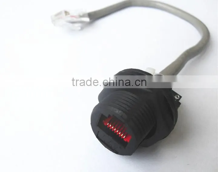 LLT rj45 panel mount connector soldered with network cable