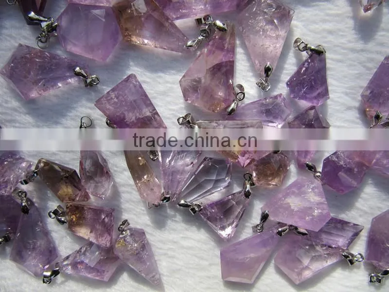 Wholesale amethyst crystal Pendant with stainless steel