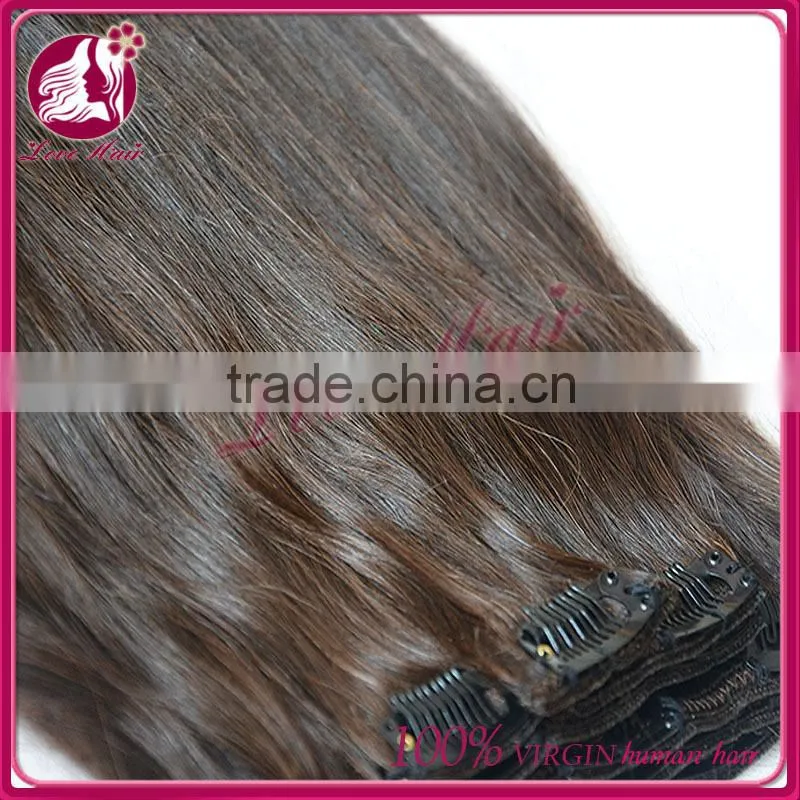 High feedback in large stock human hair 8 to 30 inch silky straight clips in hair extensions