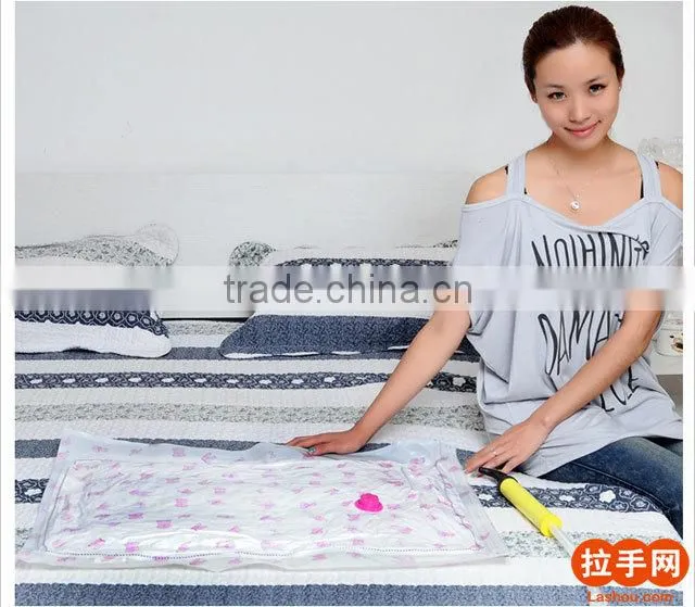 Reusable family pack vacuum compression bag for bedding and clothesplastic bag supplier
