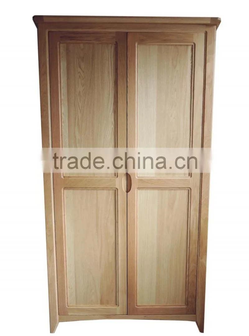 Simple design oak wood full hang 2 door wardrobe for bedroom