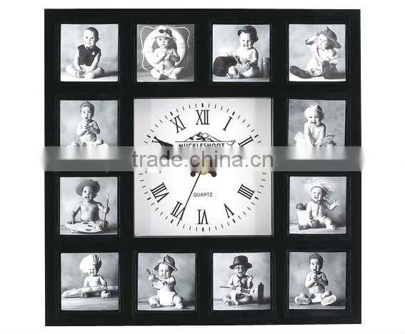 Clock with 12 photo frame
