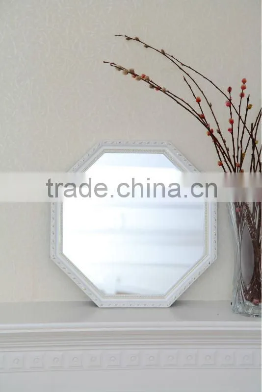 Hanging Mirror Wooden White Frame Octagonal Mirror