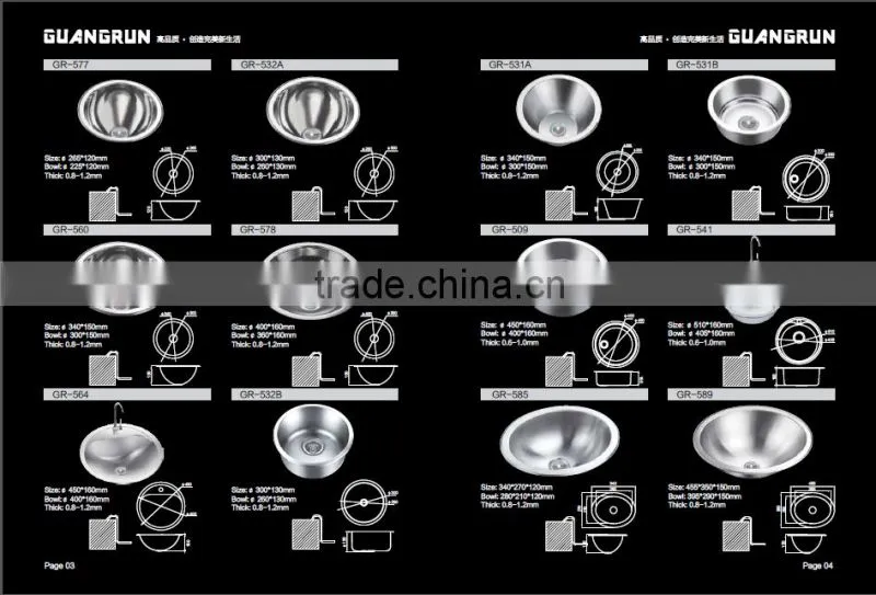 Yacht,Boat,Train and Public Mobile Toilet Used Stainless Steel Elliptical Hand Wash Basin Kitchen Sink GR-Y589
