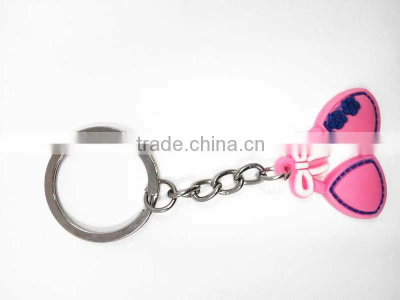 Cute Bikini Shaped 2d OEM Rubber Soft PVC Promotional Keychain/ keyring