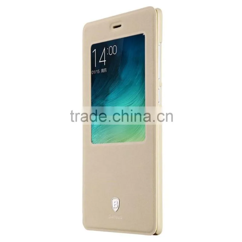 Sleep Wake Up Function Window View Silk Flip Case For Xiaomi Mi Note Leather Case