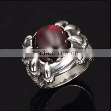 DAIHE titanium steel men's ring with red AAA zircon domineering Europe