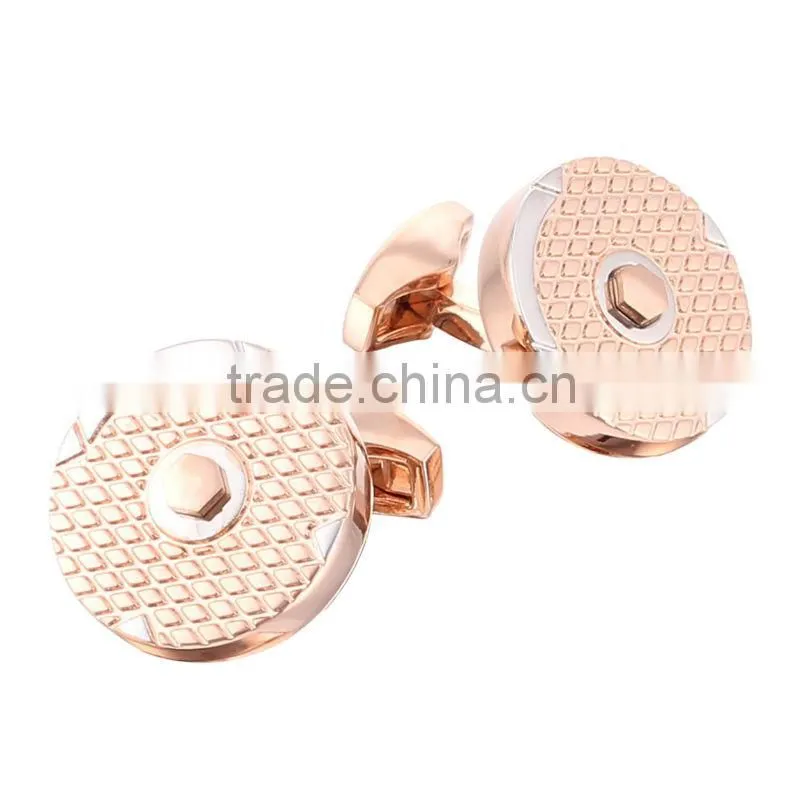2015 hotsale round metal cufflinks with differenc plating bulk cufflinks