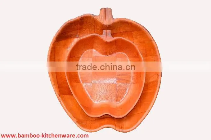 Apple shaped wooden bowl-- jane