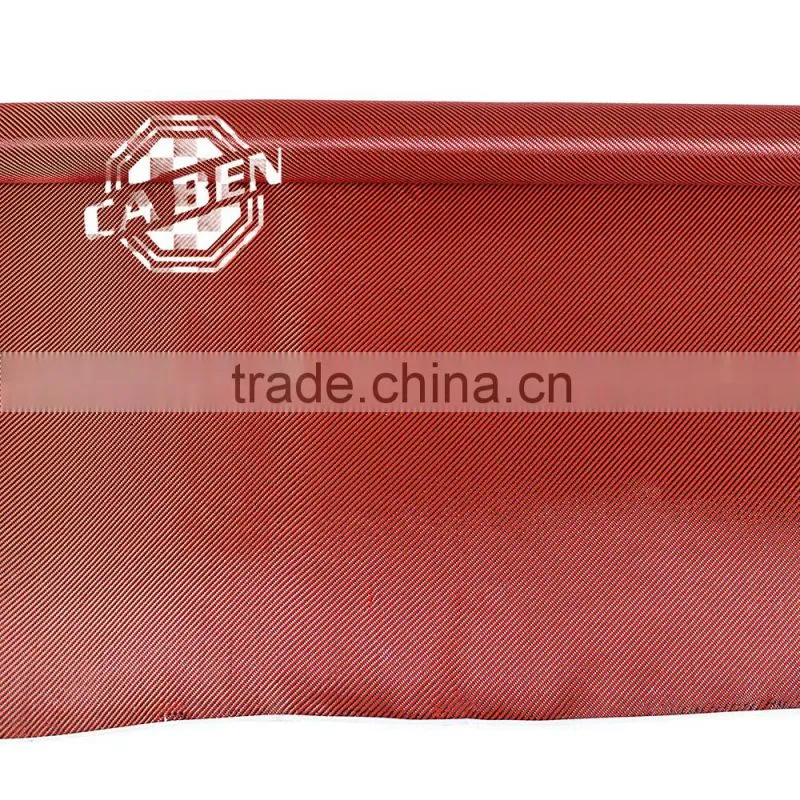 hgih end 3k twill weave pure aramid fiber fabric black and red hybird cloths for sale