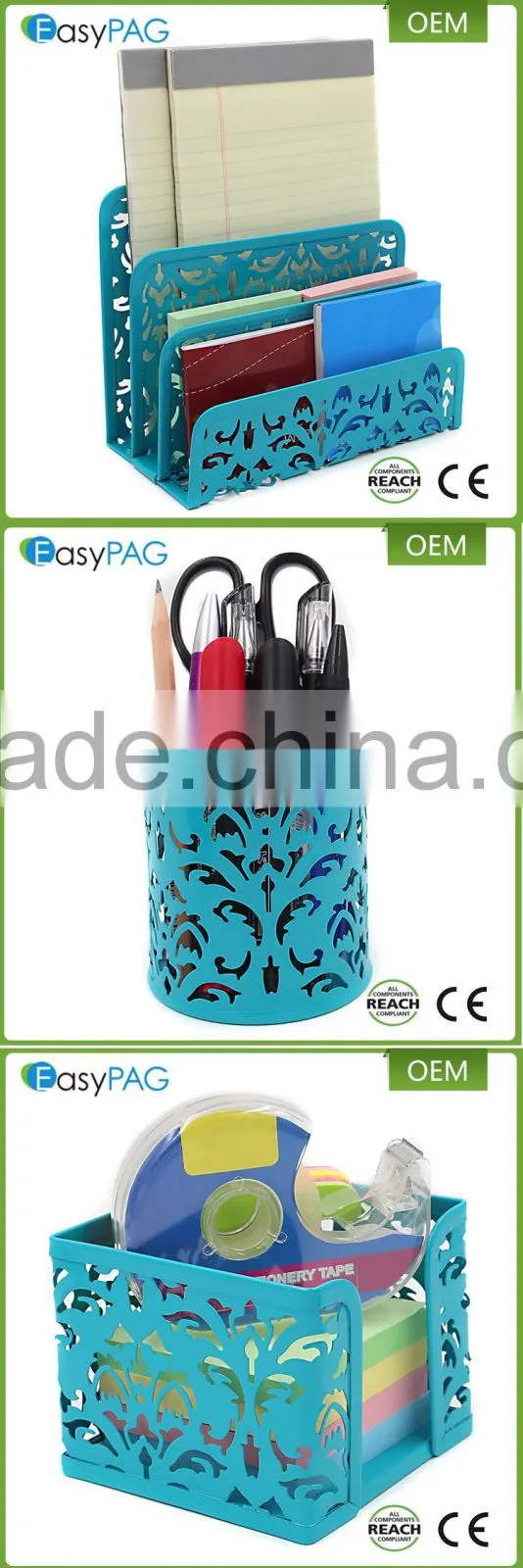 EasyPAG multifunction 3 in 1 colorful executive office desk organizer set