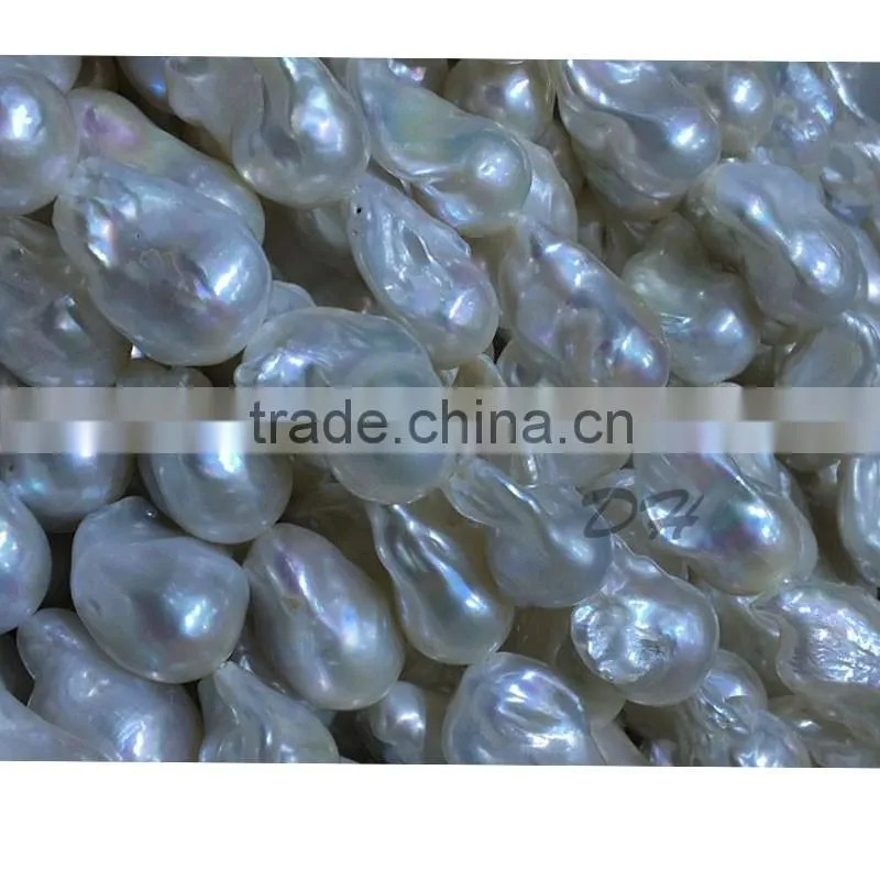 Wholesale 14-15mm AAA white nucleated shape loose baroque pearls