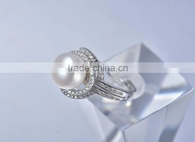 Eternity Ring ,Sterling Silver Ring Settings For Pearl ,Adjustable Silver Ring