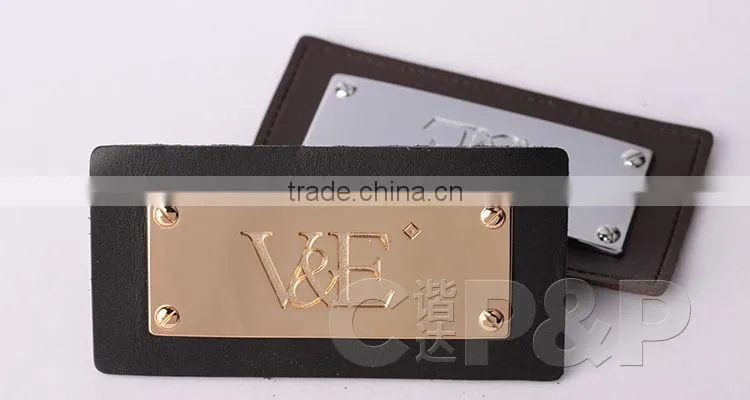 Good plating color classic and simple words branded leather patch