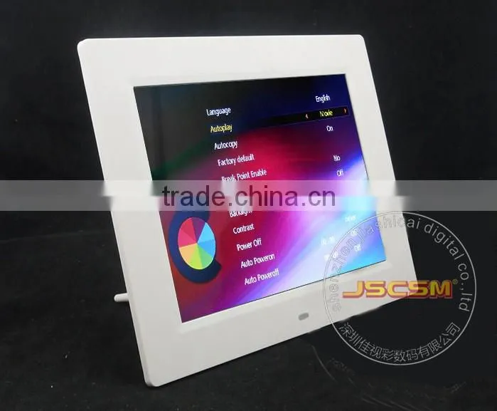 Factory supply 10inch mp5 video player photo slidwshow frame with clock and calendar for wedding gifts