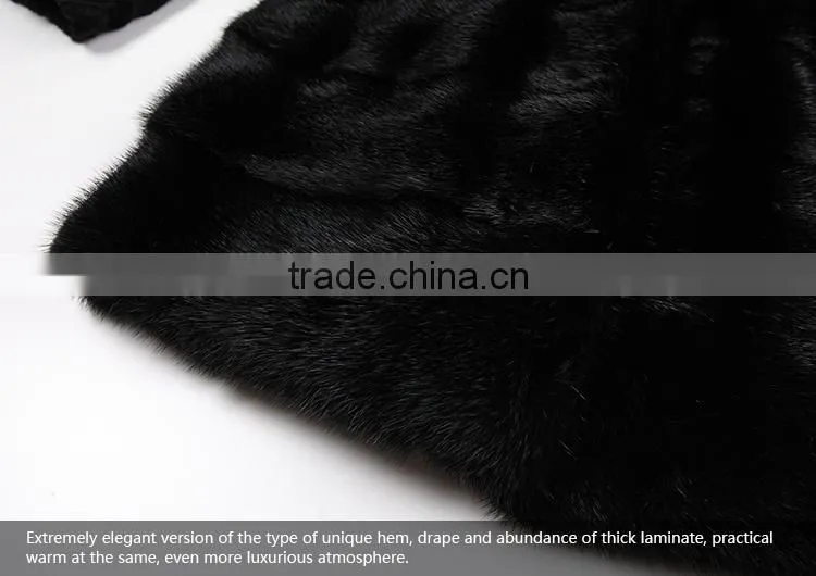 Cheap price black mink fur coat with kara