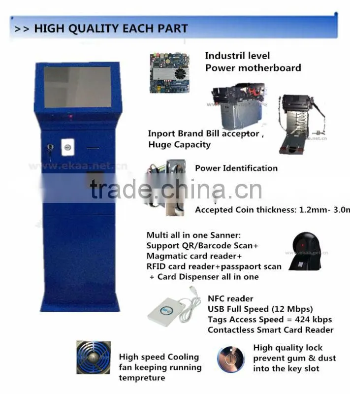 17inch Self Payment Kiosk of Coin Operated Dual Screen Parking Lot Sensor System with RFID EM Reader