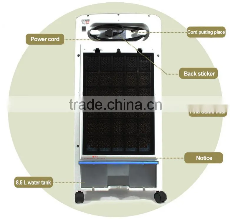 Room standing air evaporative cooler