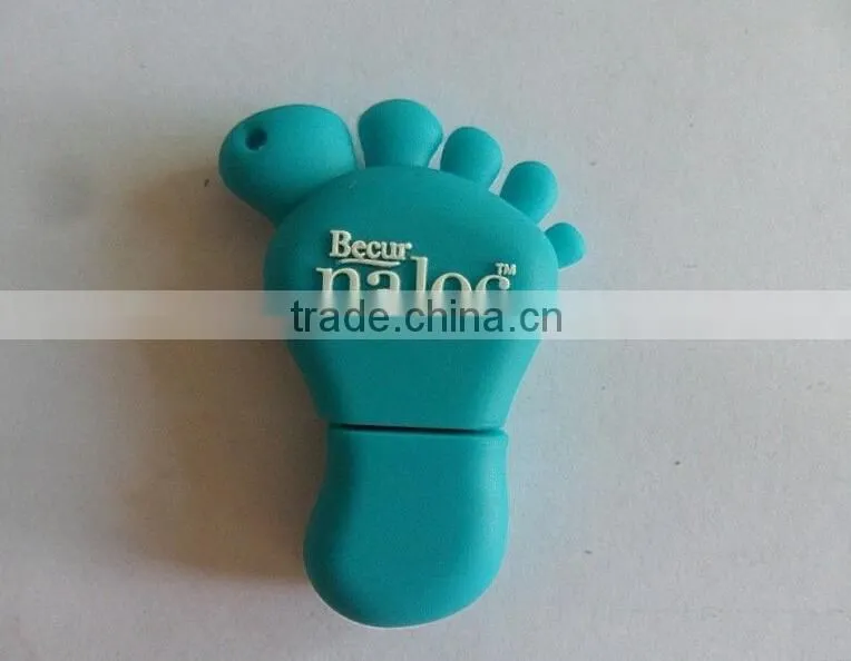 Customized logo 64GB Soft PVC feet shaped USB flash drive gift 100% real capacity usb flash disk memory USB 2.0