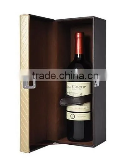 Custom design promotional leather packaging boxes for wine logo printing
