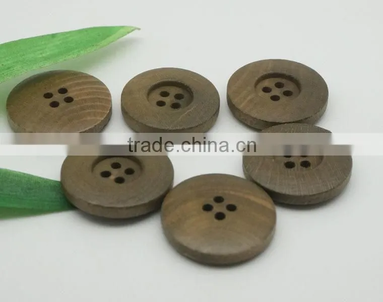 Brown Natural Wooden Buttons Big 4 Hole Round Buttons