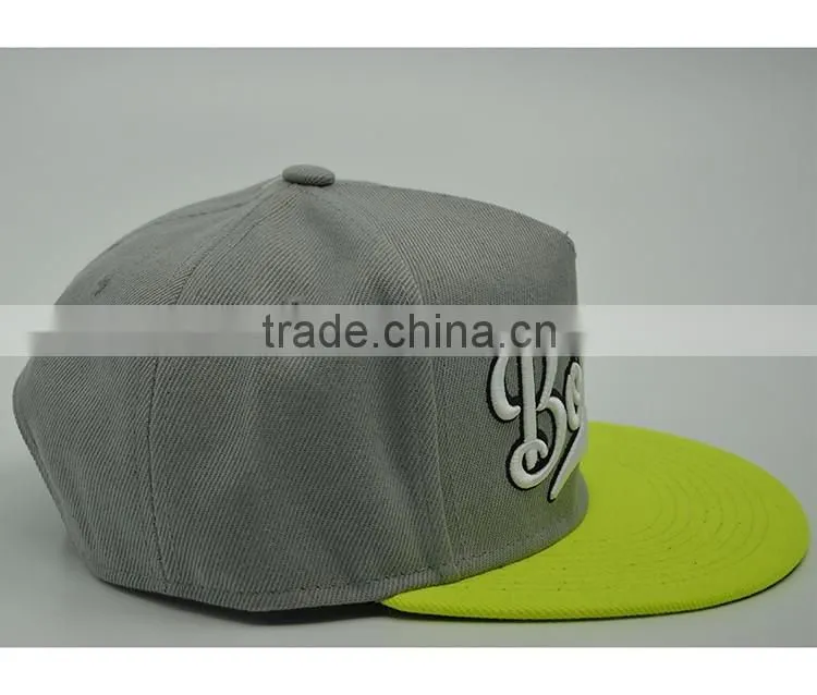 Fashion 5 panel snapback cap/hat black 3D embroidery baseball cap
