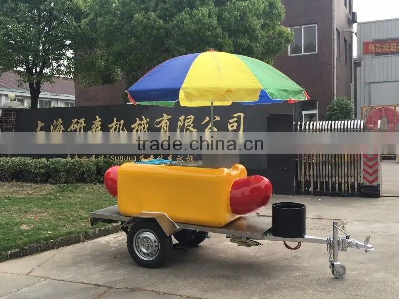 2.2m long hot dog fast food trailer / kebab grill mobile food cart / stainless steel material cargo box food kiosk design