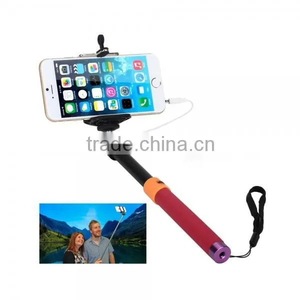 3.5mm Plug-and-play Wired Selfie Monopod W/ Adjustable Clip Clamp For iOS/Android Phones-No Need Battery Or Bluetooth Match