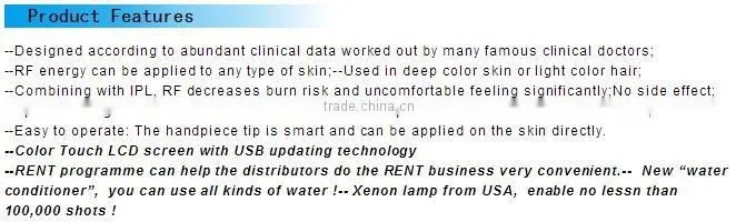 Newest Design e-light Hair Removal Beauty Equipment/e-light Ipl+Rf Machine